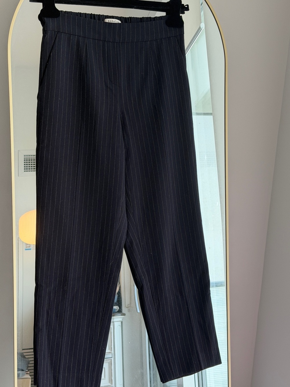 Aritzia Babaton Blue and White Striped Cropped Trousers, Size 00